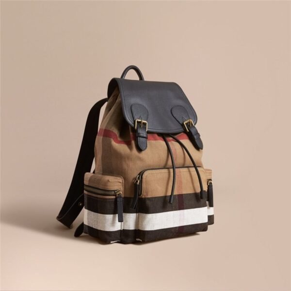 40525651 Burberry The Rucksack Large Canvas Check and Leather Military Backpack Classic Check - 图片 8