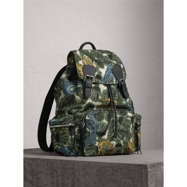 40519311 The Rucksack Large Monster Print Burberry Backpack Nylon and Leather Sage Green - 图片 2