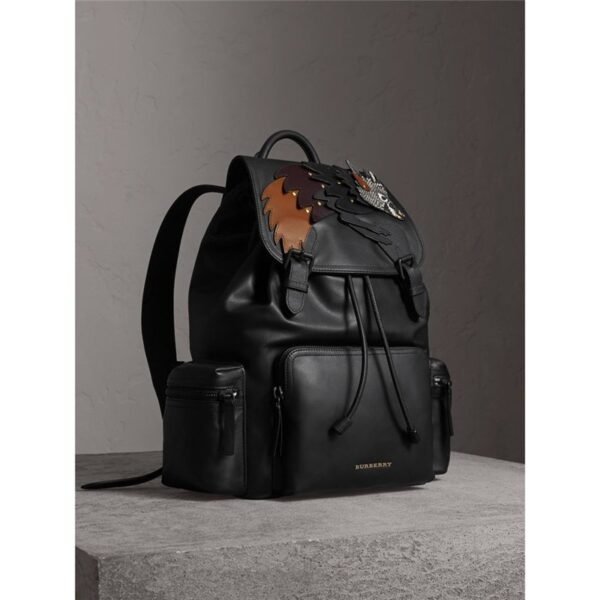 40556361 The Rucksack Large Monster Print Burberry Men’s Bag Nylon and Leather Military Backpack Black - 图片 7