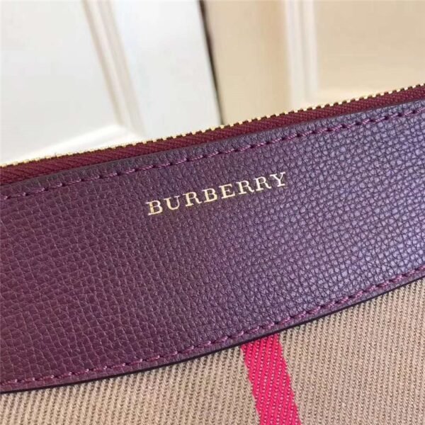 39753751 Burberry House Plaid Leather Clutch Shoulder Bag Dark Purple - 图片 7