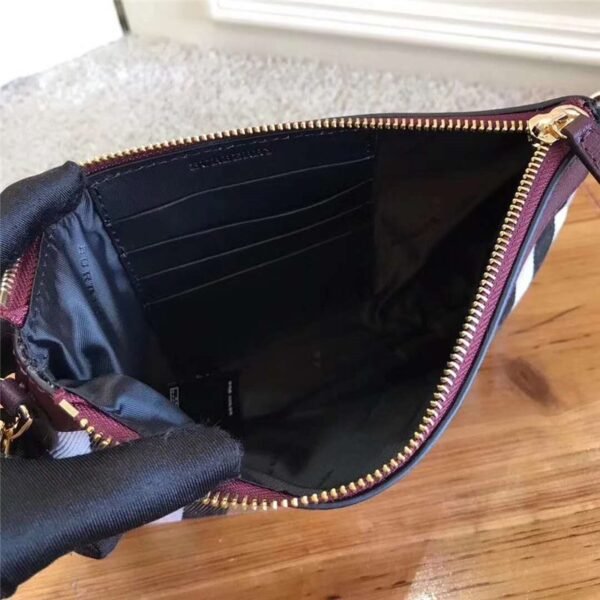 39753751 Burberry House Plaid Leather Clutch Shoulder Bag Dark Purple - 图片 4