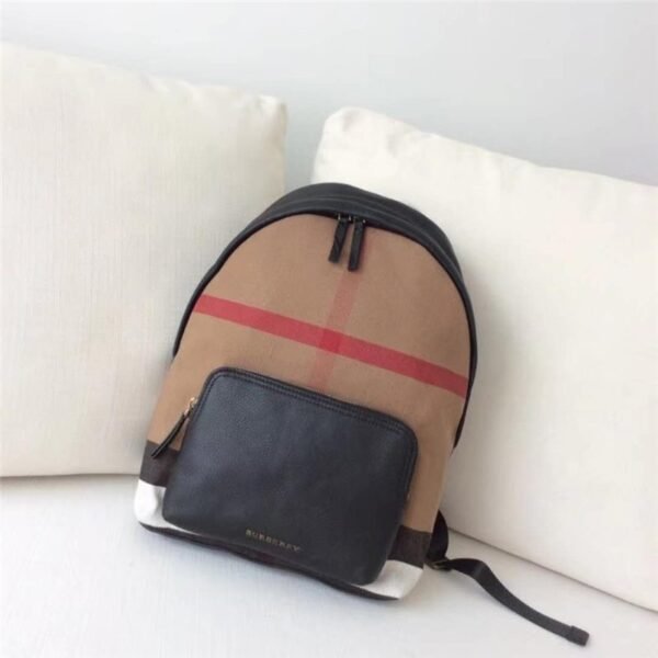 40333971 Burberry Canvas checkered leather backpack Burberry men’s bag black - 图片 9