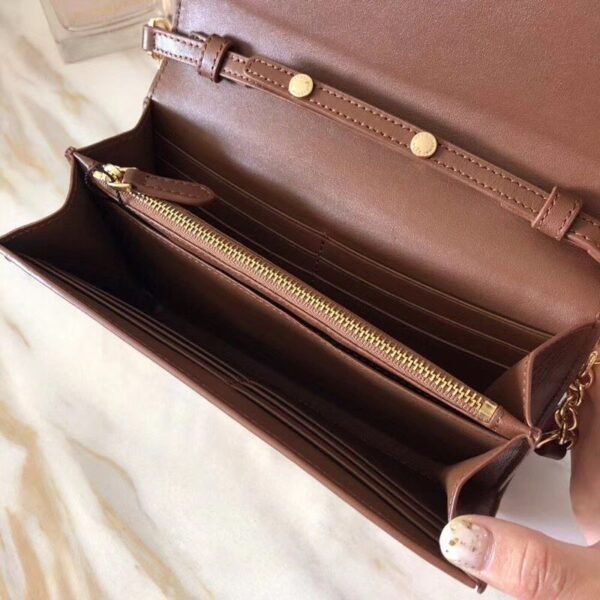 40732211 Burberry Vintage Check Leather Horse Print Chain Wallet Brown - 图片 8