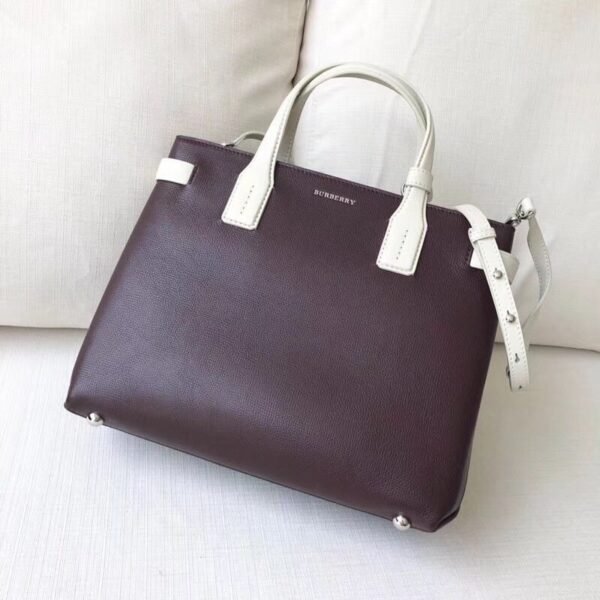 40759491 Burberry The Banner Medium Two-tone Leather Banner Handbag Purple with White