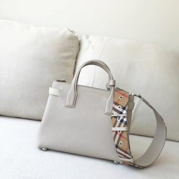 40800741 Burberry The Banner Small Leather Vintage Check Banner Bag White