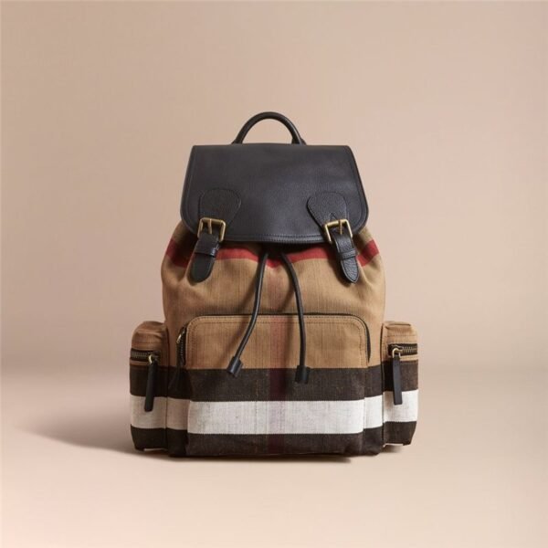 40525651 Burberry The Rucksack Large Canvas Check and Leather Military Backpack Classic Check