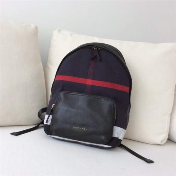 Burberry Canvas Check and Leather Backpack Burberry Men’s Bag Dark Red Check - 图片 10