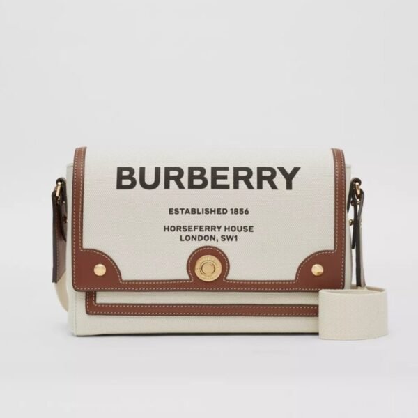 80302491 Burberry Horseferry Printed Canvas Note Crossbody Bag Burberry Messenger Bag Brown